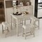 5 Pieces Bar Table Set with Square Table and 4 Padded Stools-Grey
